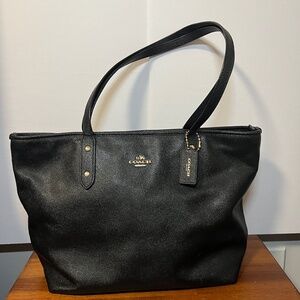 Coach Black Leather City Tote Bag